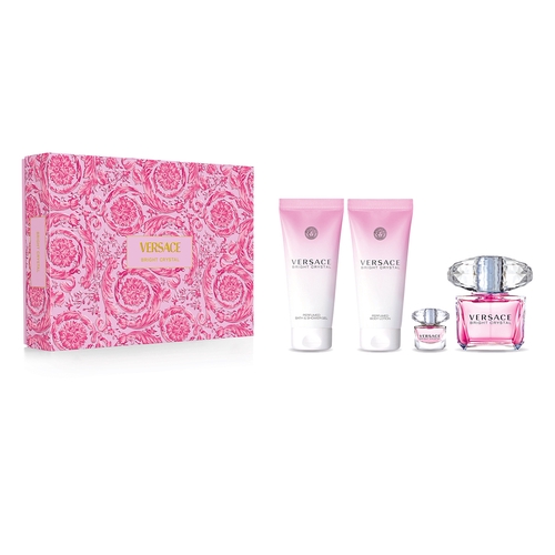 Versace Bright Crystal edt kinkekomplekt naistele 90 ml+ihupiim 100ml+dušigeel 100ml+edt miniatuur